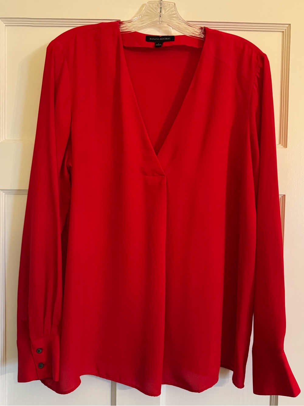 Banana Republic - Red V-Neck Long Sleeve Blouse